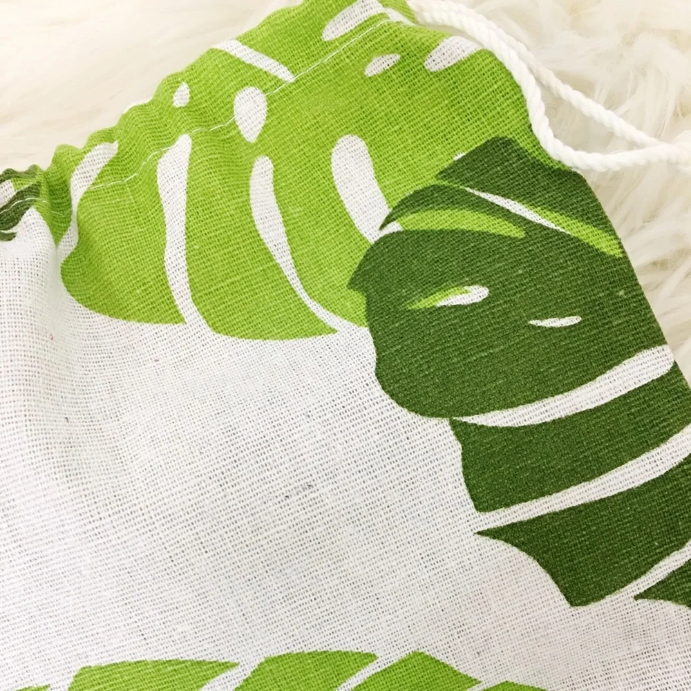 New Leaf 🍃 Print Canvas Produce Drawstring Canvas Bags